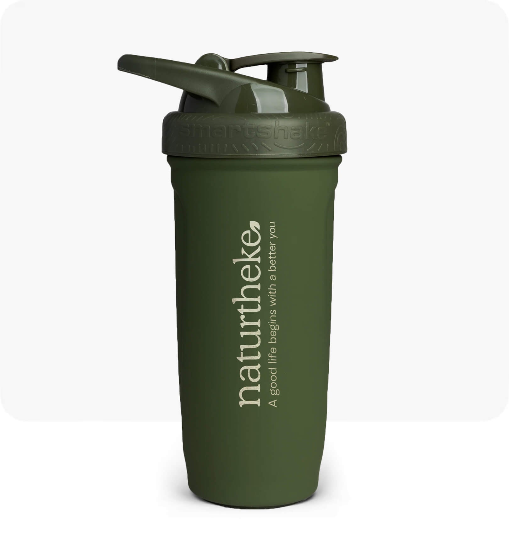 Smartshaker aus Edelstahl mit 700ml Fassungsvermögen, für Shakes und Supplements, Farbe olivgrün, aus hochwertigem Edelstahl, robust und langlebig, auslaufsicherer Verschluss, für Training und Alltag