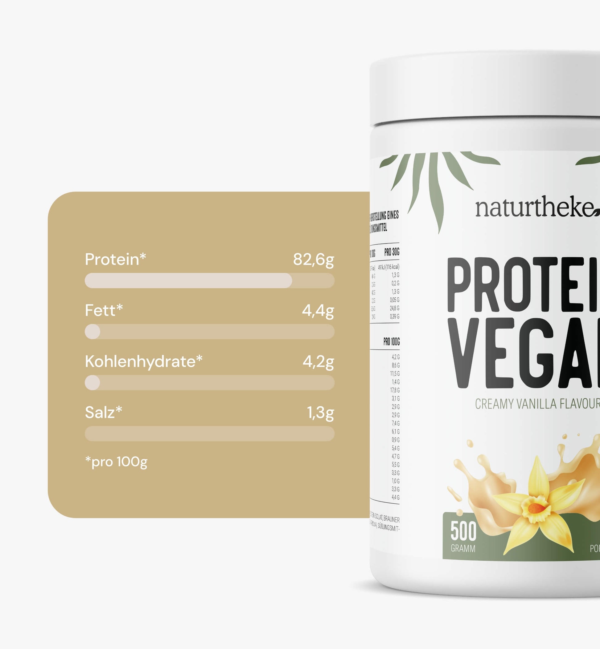 Vegan Protein Vanille naturtheke, veganes eiweißpulver, veganes proteinpulver, vanille proteinpulver, pflanzliches proteinpulver, proteinpulver vanille, eiweißpulver vegan, veganes proteinpulver geschmack Vanille